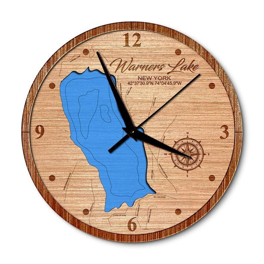 Warners Lake, New York 14in Layered Map Clock