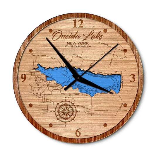 Oneida Lake New York 14in Layered Map Clock