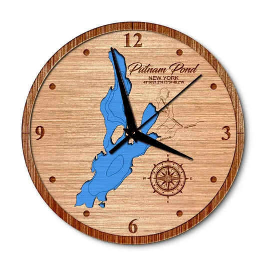 Putnam Pond New York 14in Layered Map Clock