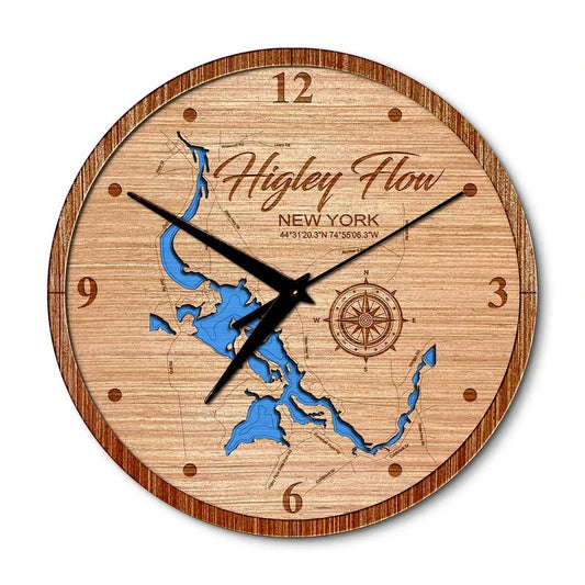 Higley Flow, New York 14in Layered Map Clock
