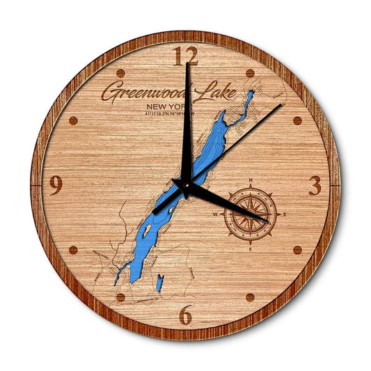 Greenwood Lake, New York & New Jersey 14in Layered Map Clock