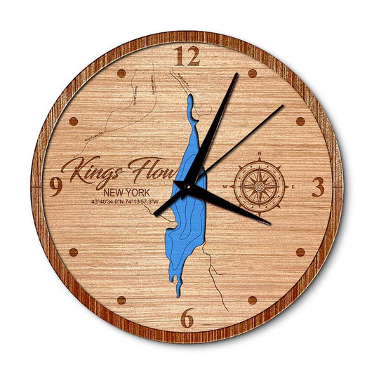 Kings Flow, New York 14in Layered Map Clock