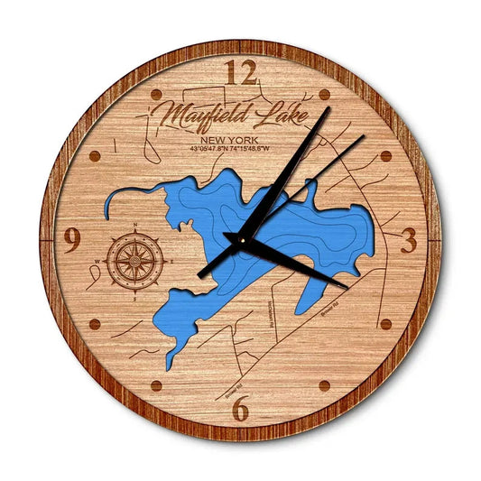 Mayfield Lake, New York 14in Layered Map Clock
