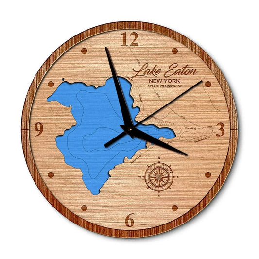 Lake Eaton, New York 14in Layered Map Clock