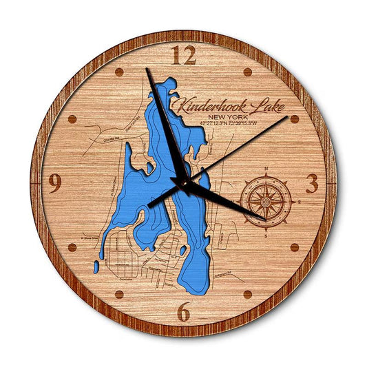Kinderhook Lake, New York 14in Layered Map Clock