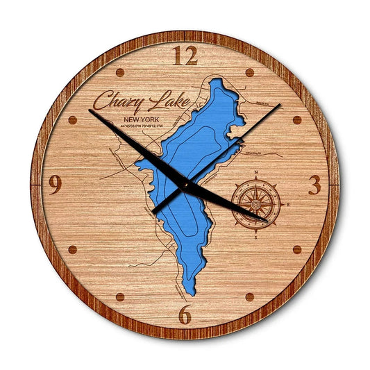 Chazy Lake, New York 14in Layered Map Clock