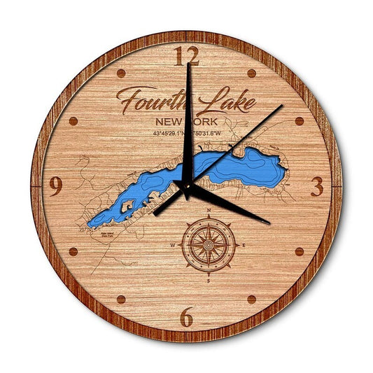 Fourth Lake (fulton chain)in New York 14in Layered Map Clock