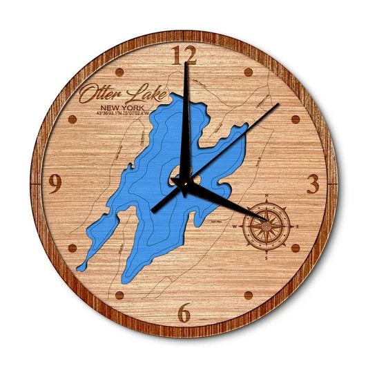 Otter Lake, New York 14in Layered Map Clock