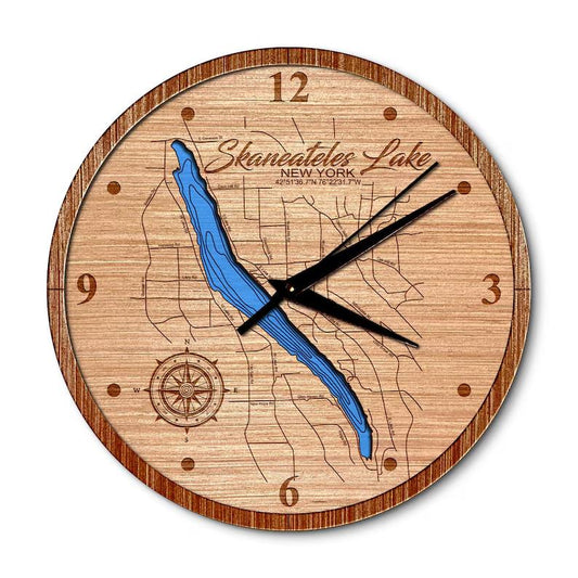 Skaneateles Lake, New York 14in Layered Map Clock