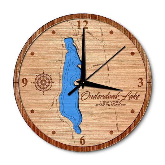 Onderdonk Lake, New York 14in Layered Map Clock