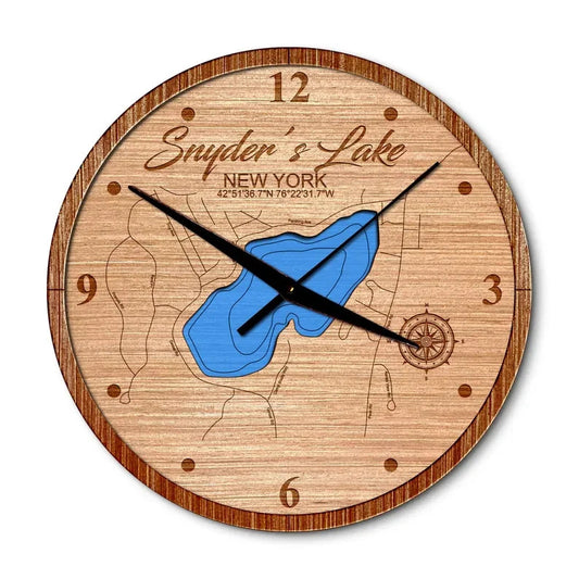 Snyders Lake, New York 14in Layered Map Clock