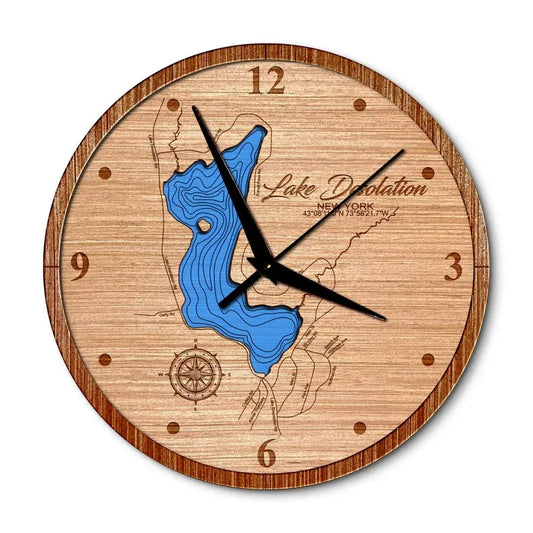 Lake Desolation, New York 14in Layered Map Clock