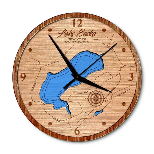 Lake Easka, New York 14in Layered Map Clock