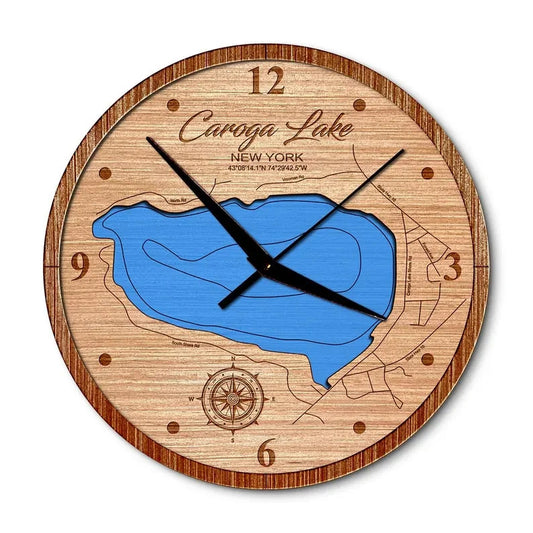 West Caroga Lake, New York 14in Layered Map Clock
