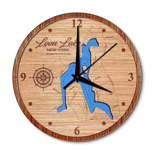 Loon Lake in Chestertown, New York 14in Layered Map Clock