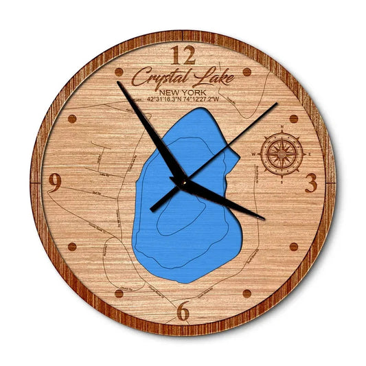 Crystal Lake in Rensselaerville, New York 14in Layered Map Clock