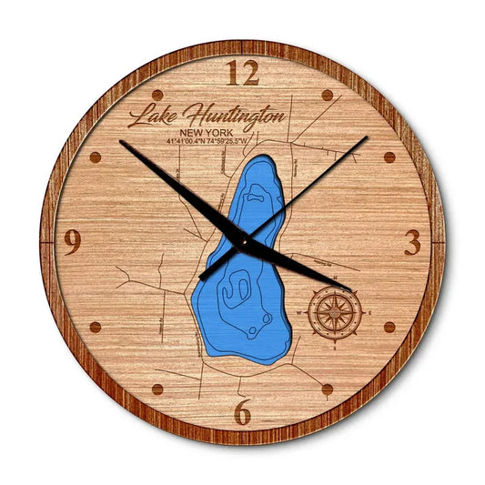 Lake Huntington, New York 14in Layered Map Clock
