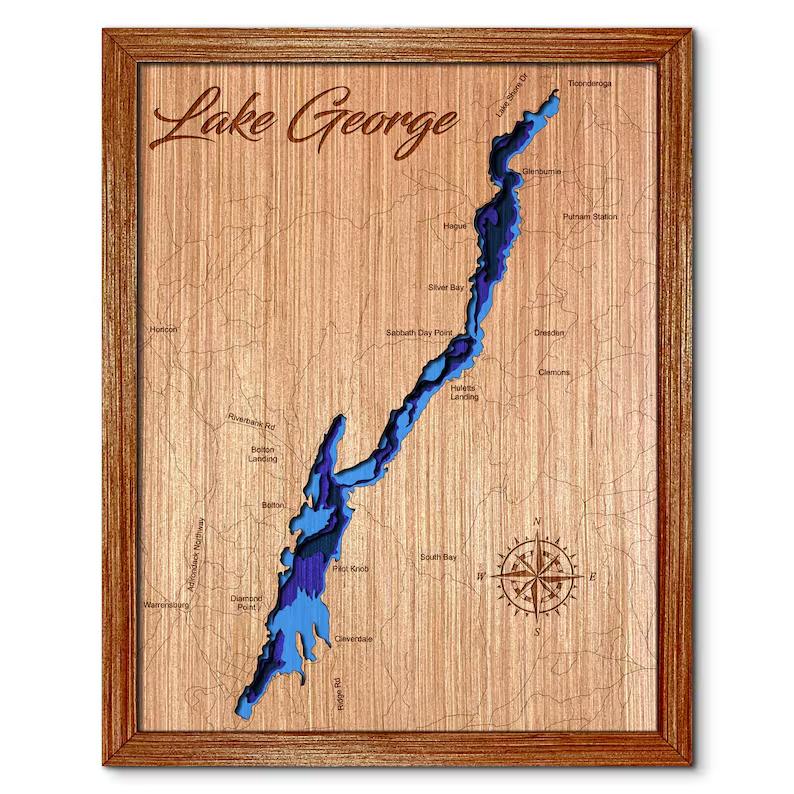 Lake George, New York 1Depth Map 12" x 14" Layered Map