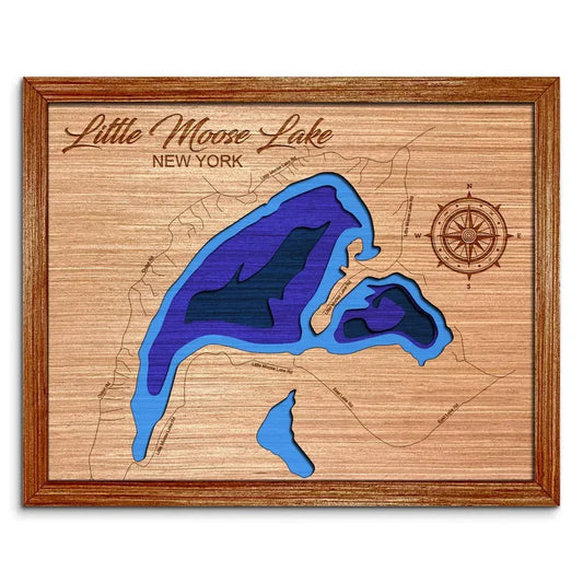 Little Moose Lake, New York Depth Map Wall Decor