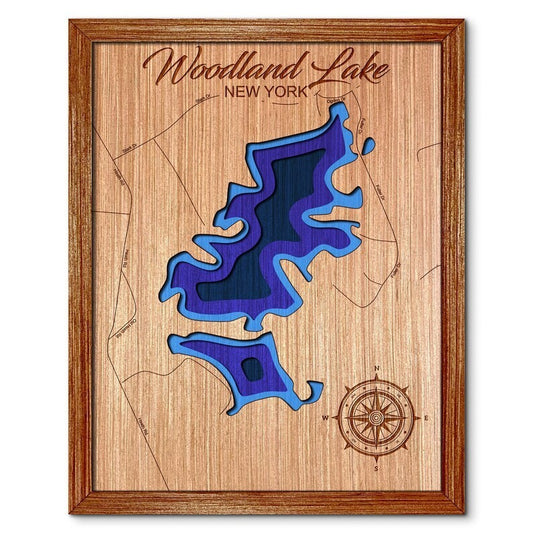 Woodland Lake in Corinth, New York Depth Map
