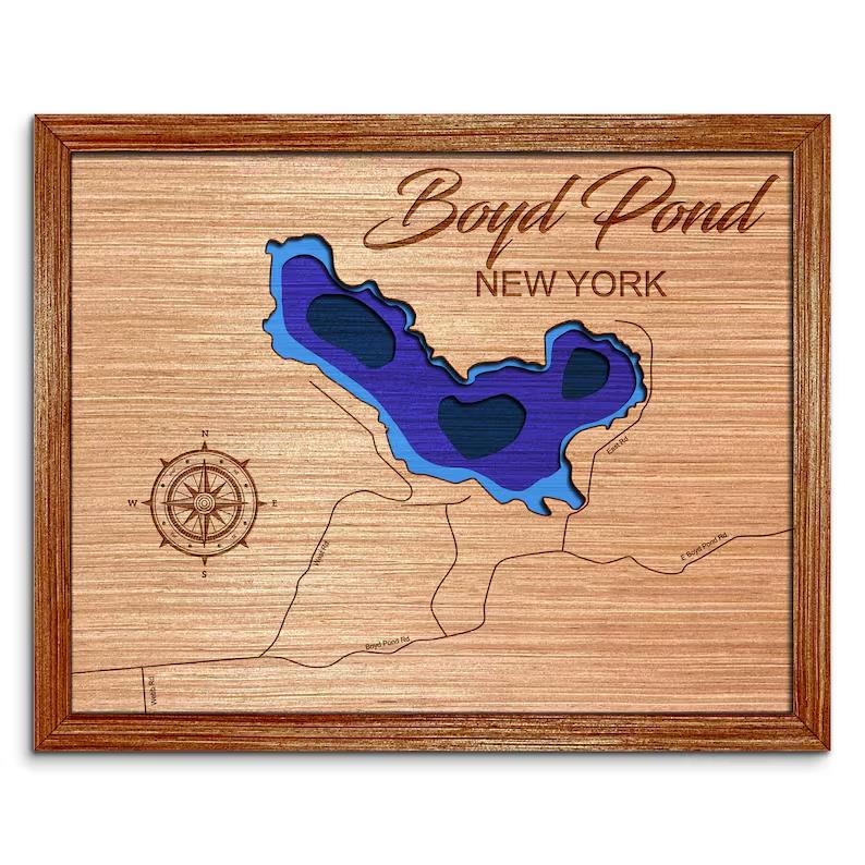 Boyd Pond in Russel, New York Depth Map  Wall Decor