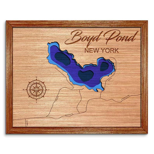 Boyd Pond in Russel, New York Depth Map  Wall Decor