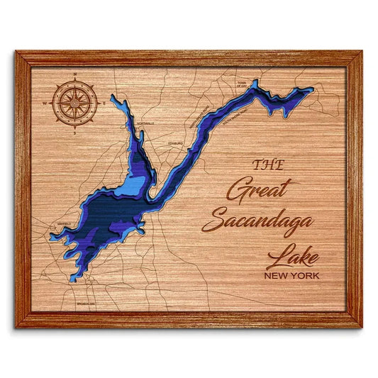 Great Sacandaga Lake, New York Depth Map  Wall Decor