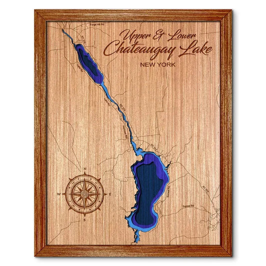 Upper and Lower Chateaugay Lake, New York Map Depth Map