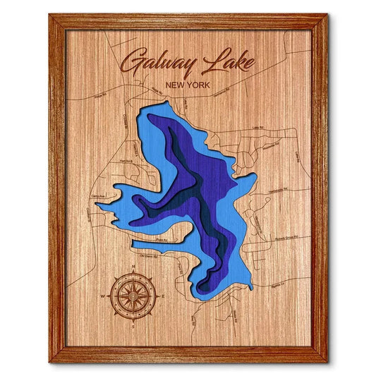 Galway Lake , New York Depth Map Wall Decor