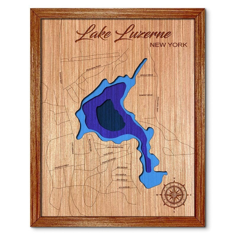 Lake Luzerne, New York Depth Map - Wall Decor