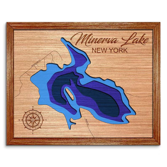 Minerva Lake, New York Depth Map Wall Decor