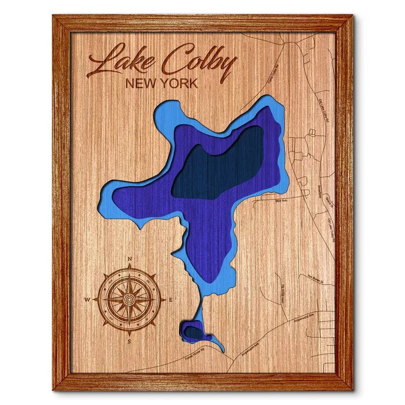Lake Colby in Franklin, New York Depth Map  Wall Decor