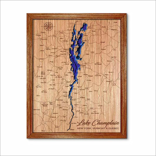 Lake Champlain in New York, Vermont, and Canada Depth Map