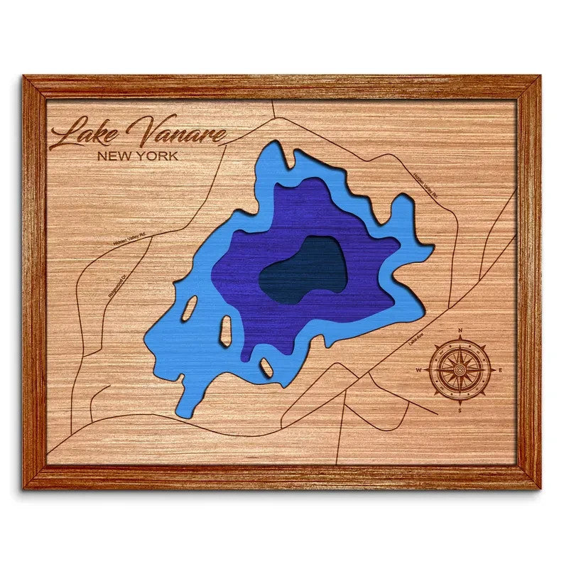 Lake Vanare, New York Depth Map Wall Decor