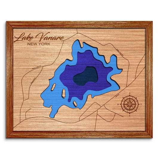 Lake Vanare, New York Depth Map Wall Decor