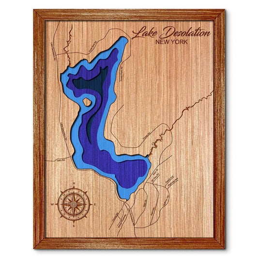 Lake Desolation, New York Depth Map Wall Decor