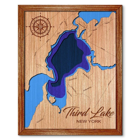 Third Lake on Fulton Chain of Lakes, New York Depth Map - Wall Decor