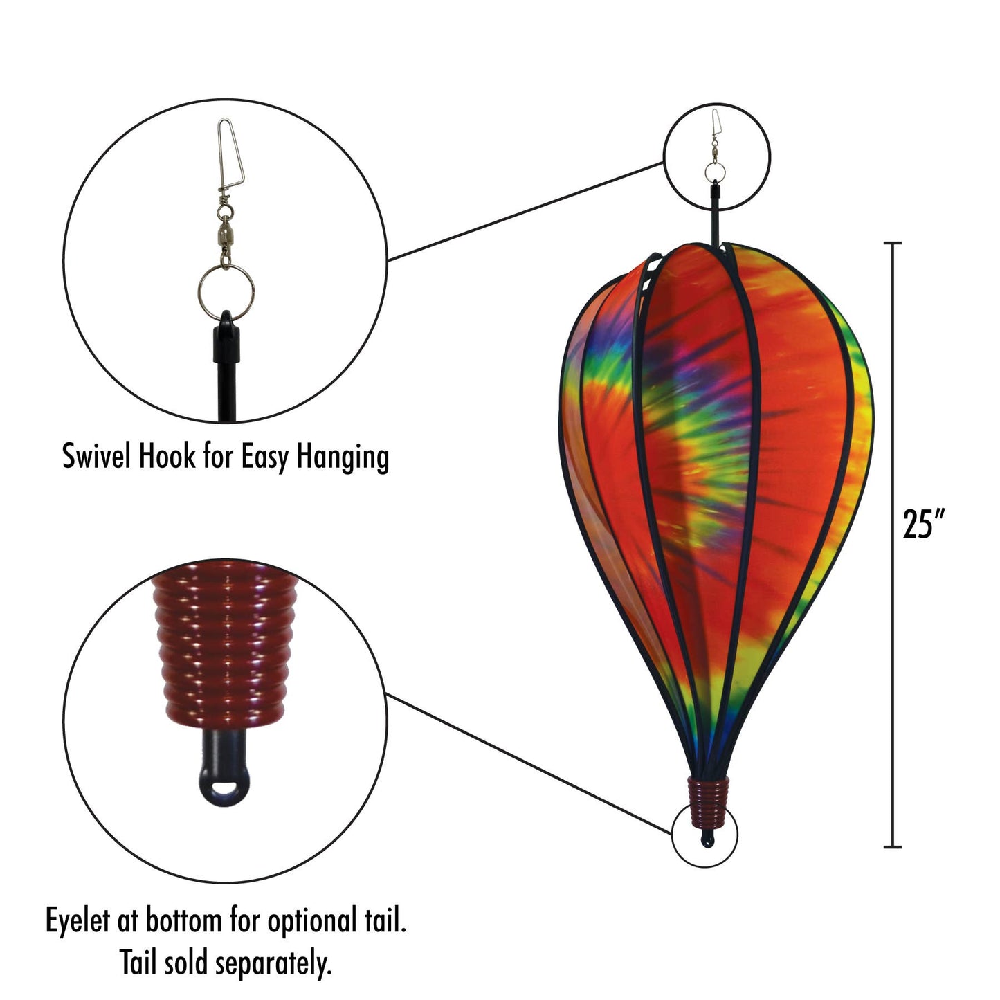Tie Dye 10 Panel Hot Air Balloon Spinner