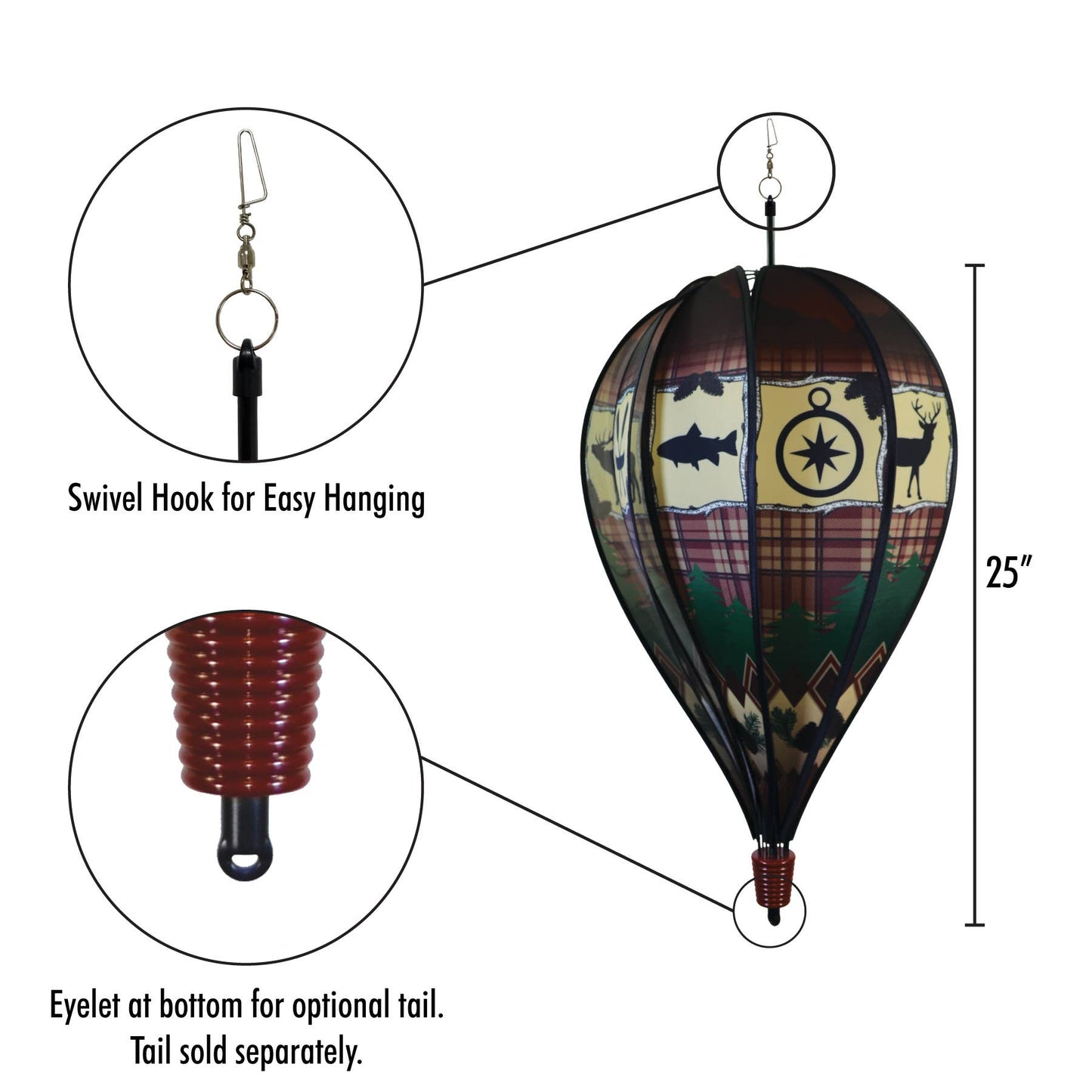 Rustic Lodge 10 Panel Hot Air Balloon Spinner