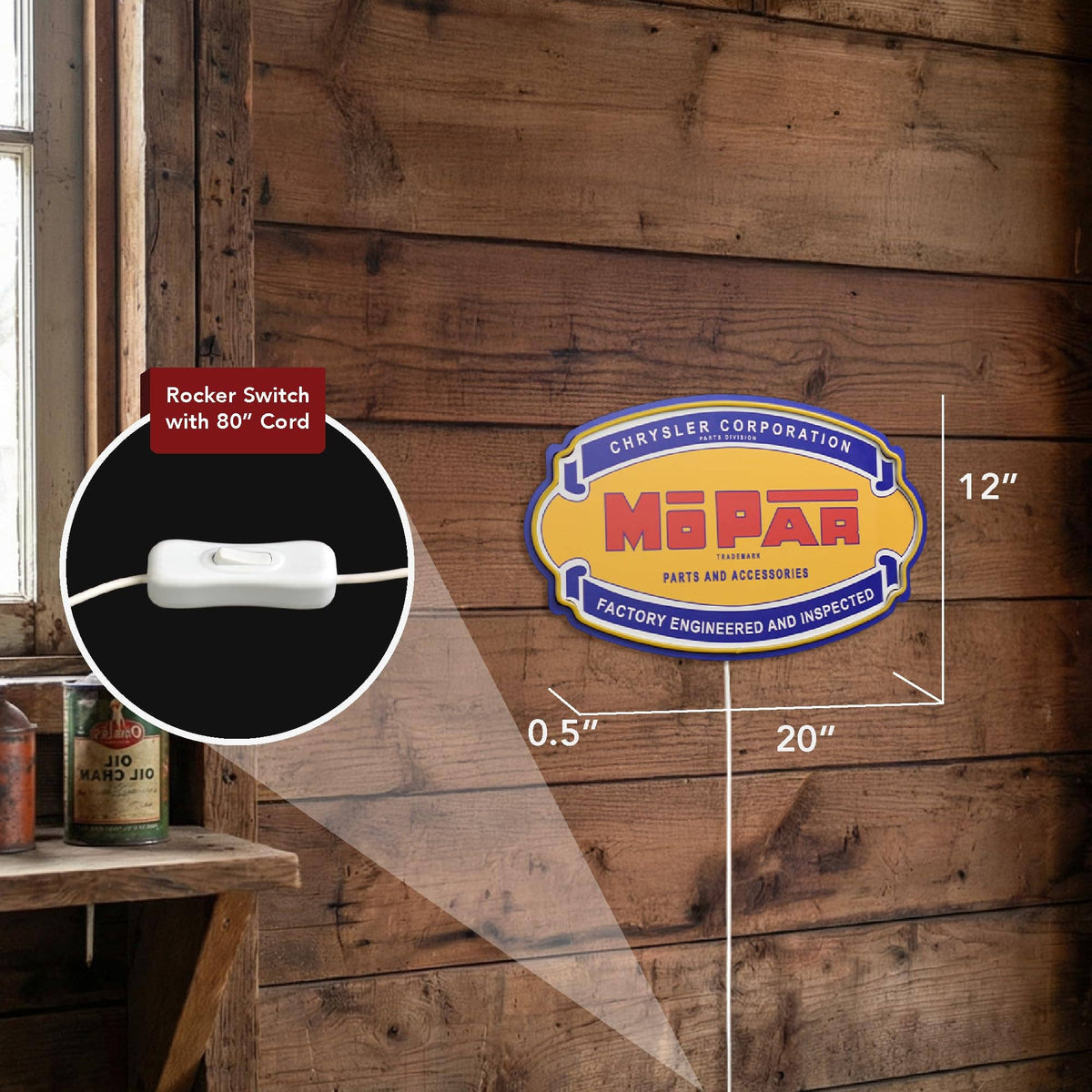 Mopar Parts LED Sign for Garage & Man Cave Decor