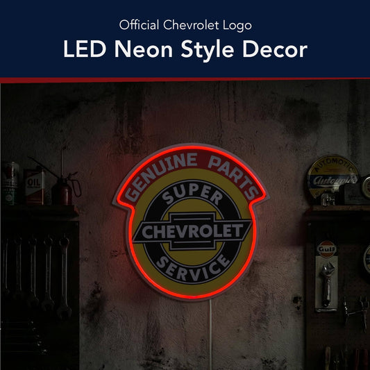 Chevrolet Super Service LED Sign for Garage Wall Decor