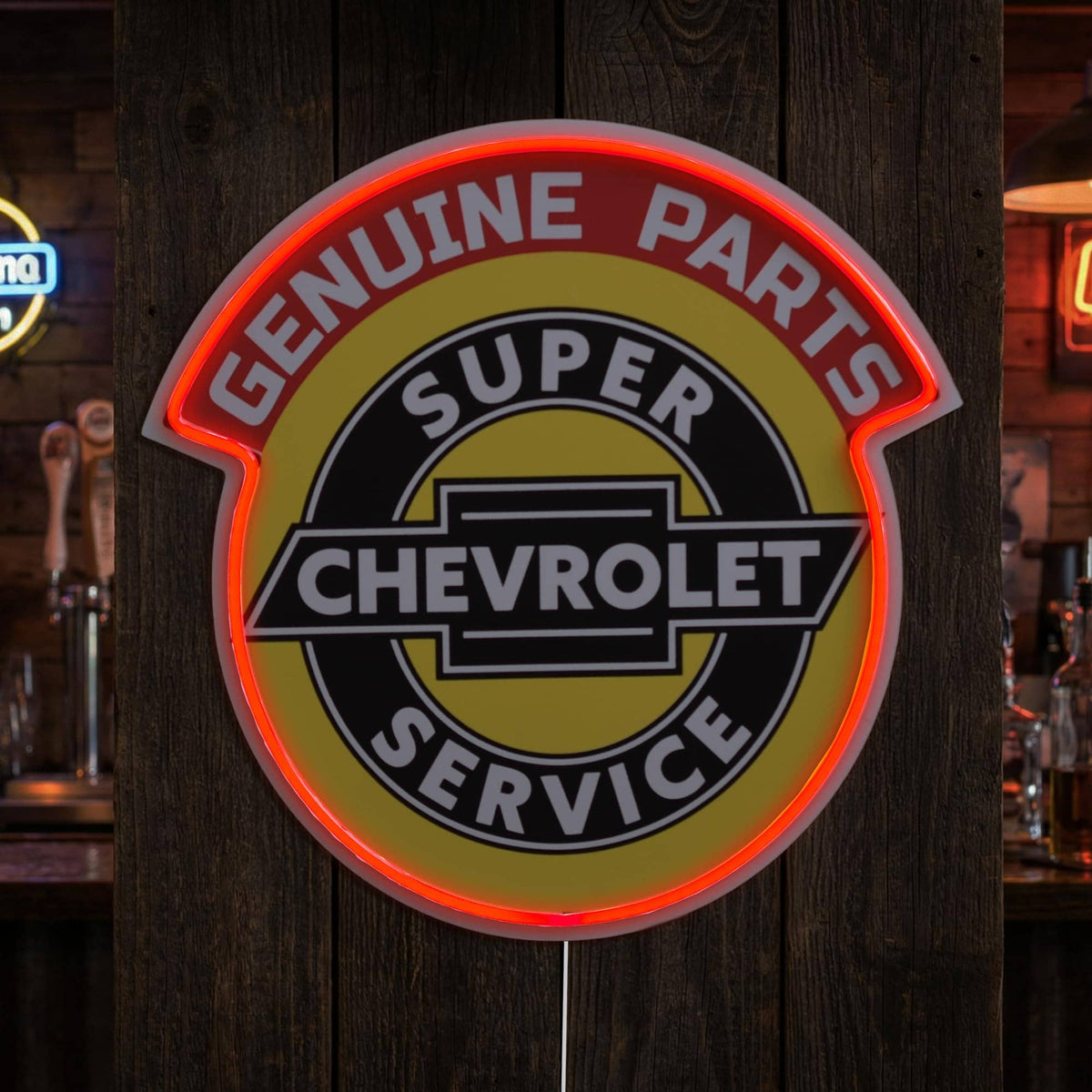 Chevrolet Super Service LED Sign for Garage Wall Decor