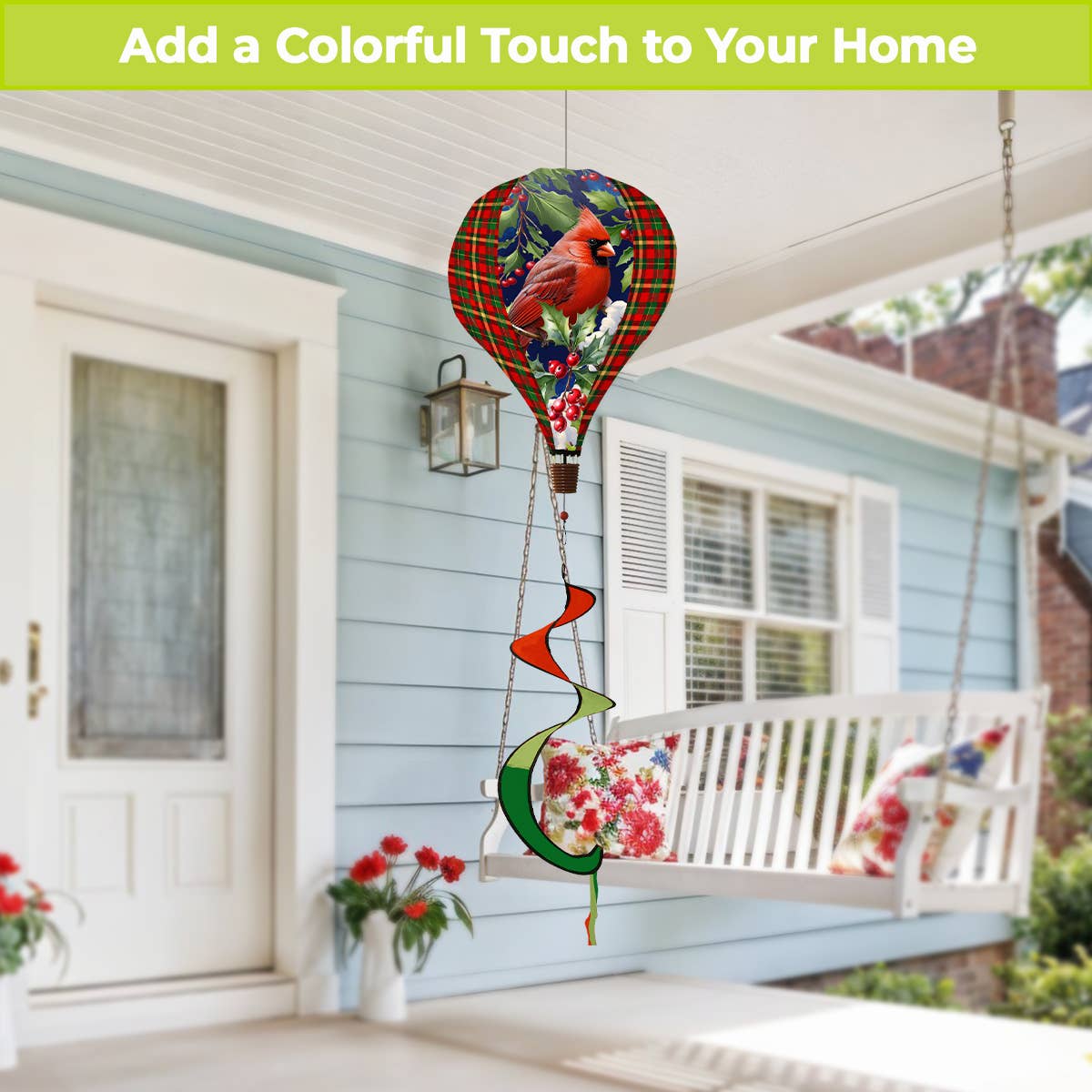 Cardinal and Holly Hot Air Balloon Spinner