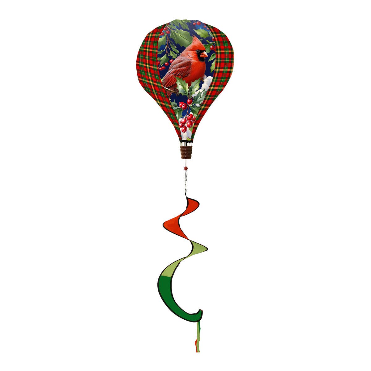 Cardinal and Holly Hot Air Balloon Spinner