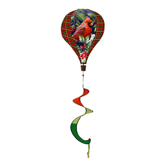 Cardinal and Holly Hot Air Balloon Spinner