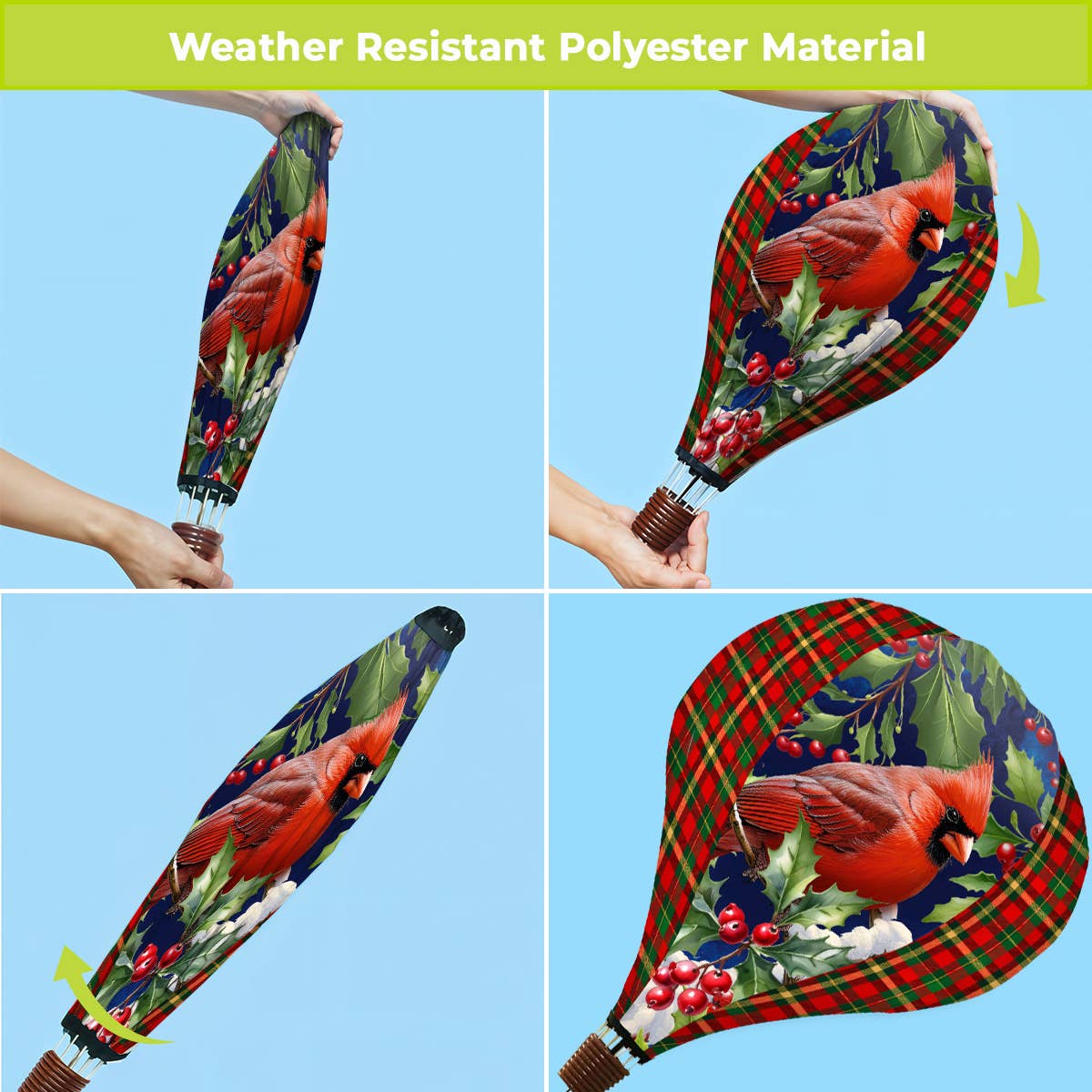 Cardinal and Holly Hot Air Balloon Spinner
