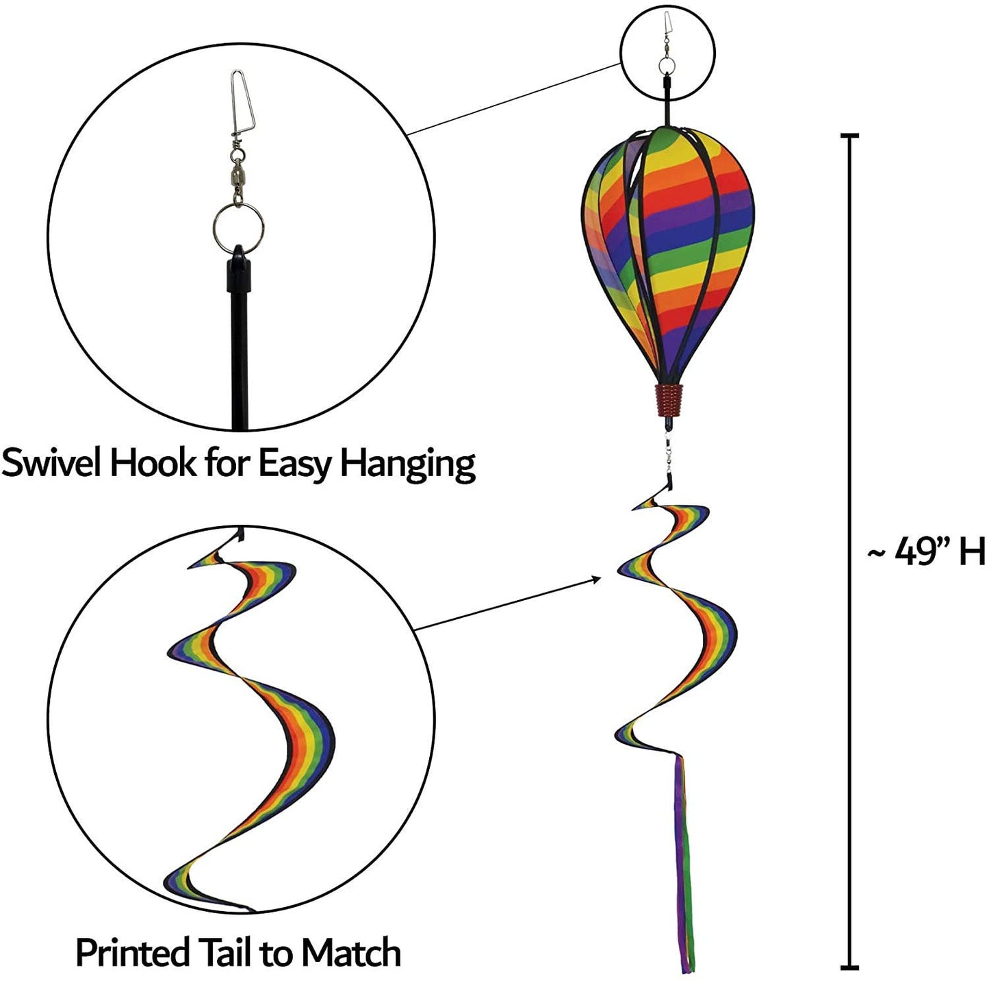 Rainbow Swirl 6 Panel Hot Air Balloon