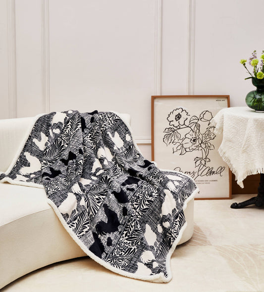 "Cottage Chickens" Flannel Sherpa Throw Blanket 50"x60"